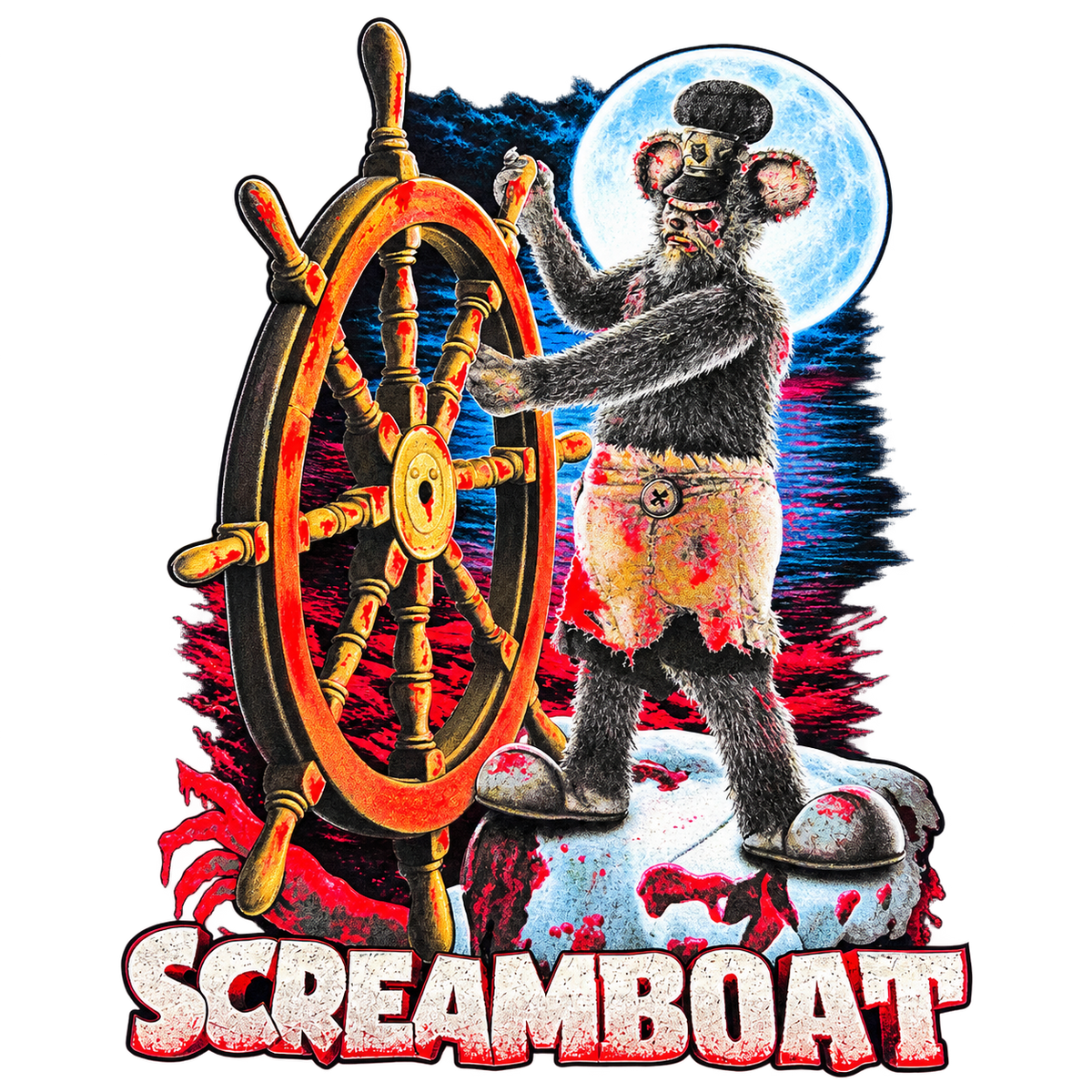 Screamboat Ship's Wheel Graphic T-Shirt by Rock Rebel