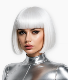 Studio Salon© White Chic Bob Wig With Bangs