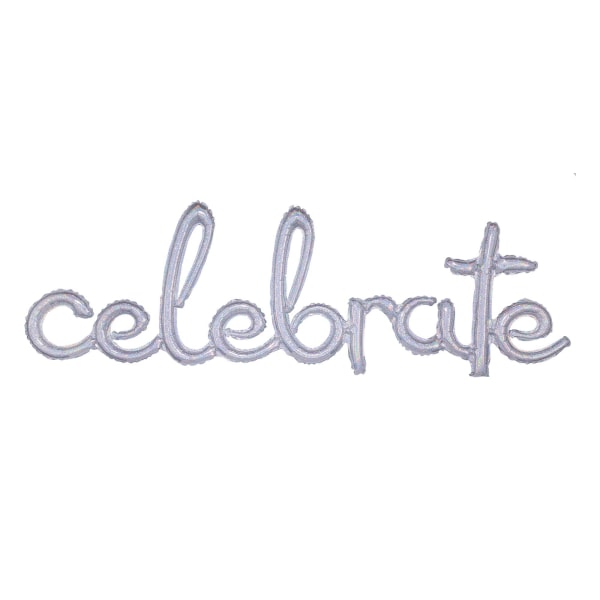 59" Script Phrase "Celebrate" Air-Filled Foil Balloon - Silver