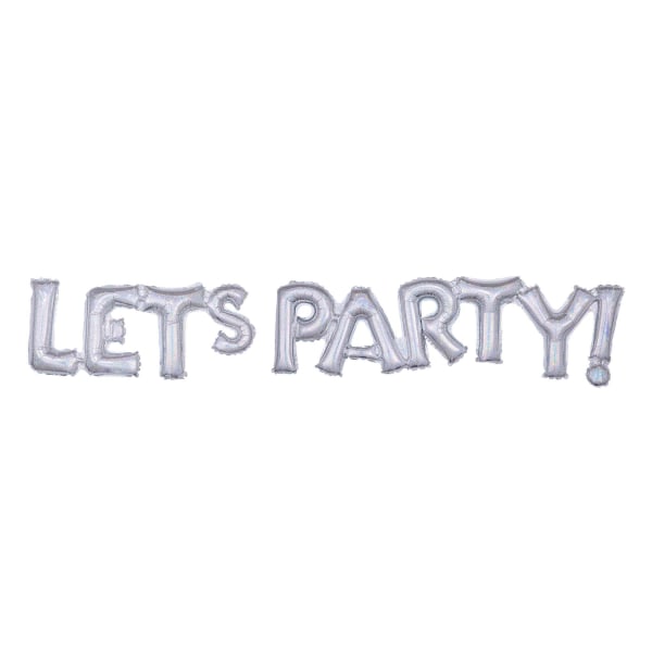 54" x 9" Block Phrase "Let's Party" Air-Filled Foil Balloon - Silver