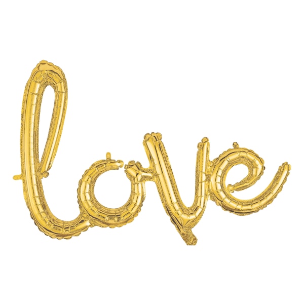 31" Script Phrase "Love" Air-Filled Foil Balloon - Gold