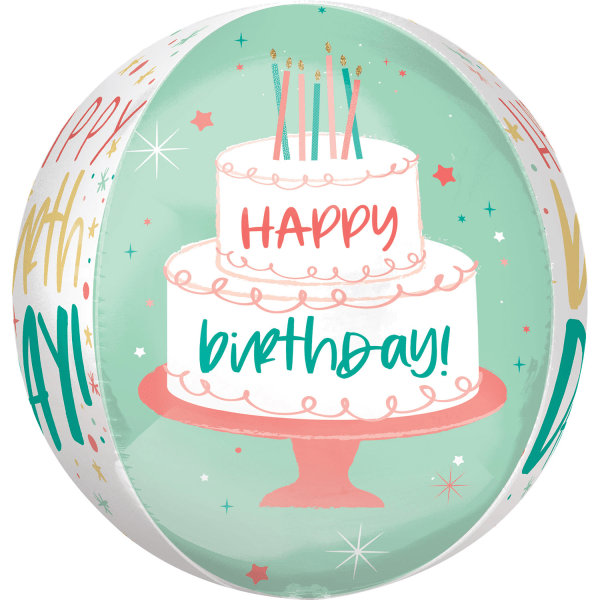 16" Happy Birthday Cake Day Orbz® Balloon