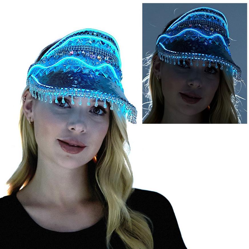 Adult Light-Up Silver Festival Visor