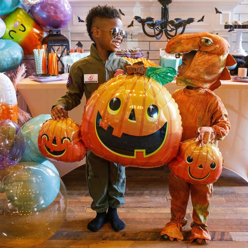 Smiling Jack-o'-Lantern Trio Foil Balloon - 35 x 22 in.