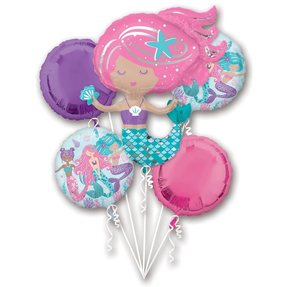 Shimmering Mermaid Balloon Bouquet - 5 Pieces