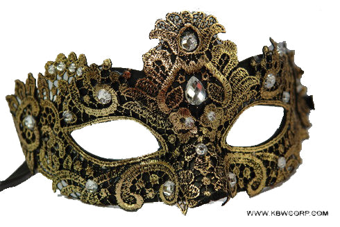 Gold Gemstone Lace Mask