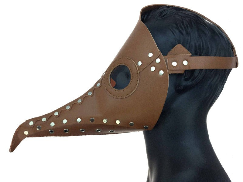 Brown Leather Plague Doctor Mask