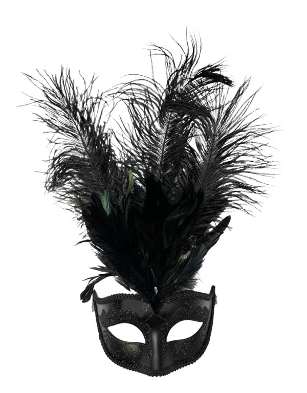 Black Venetian Feather Mask
