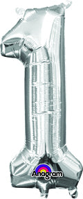 16" Number "1" Air-Filled Foil Balloon - Silver