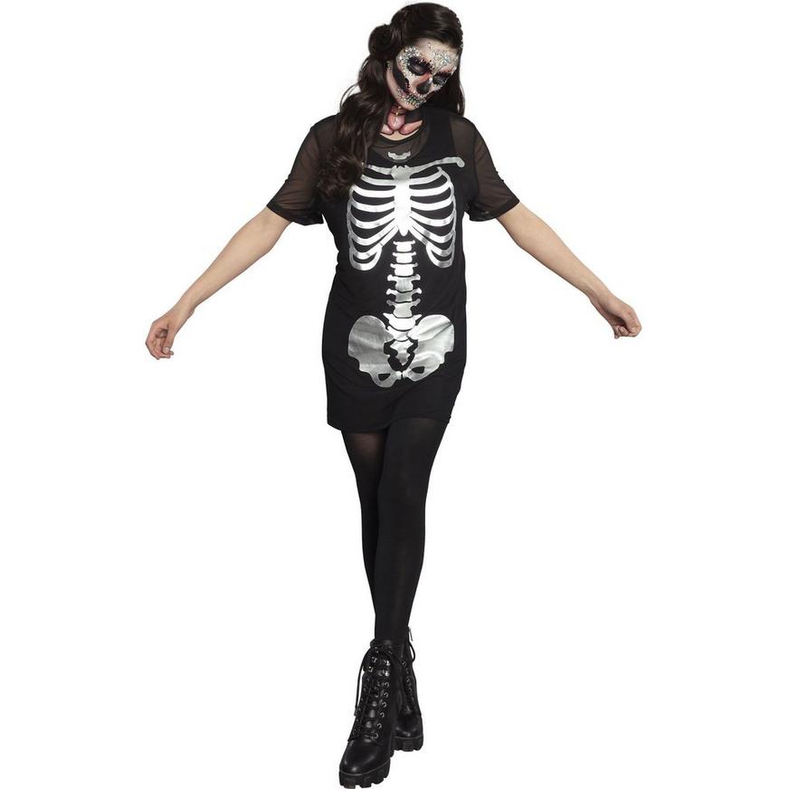 Women's Metallic Skeleton Mesh T-Shirt Dress - Women's Standard Size