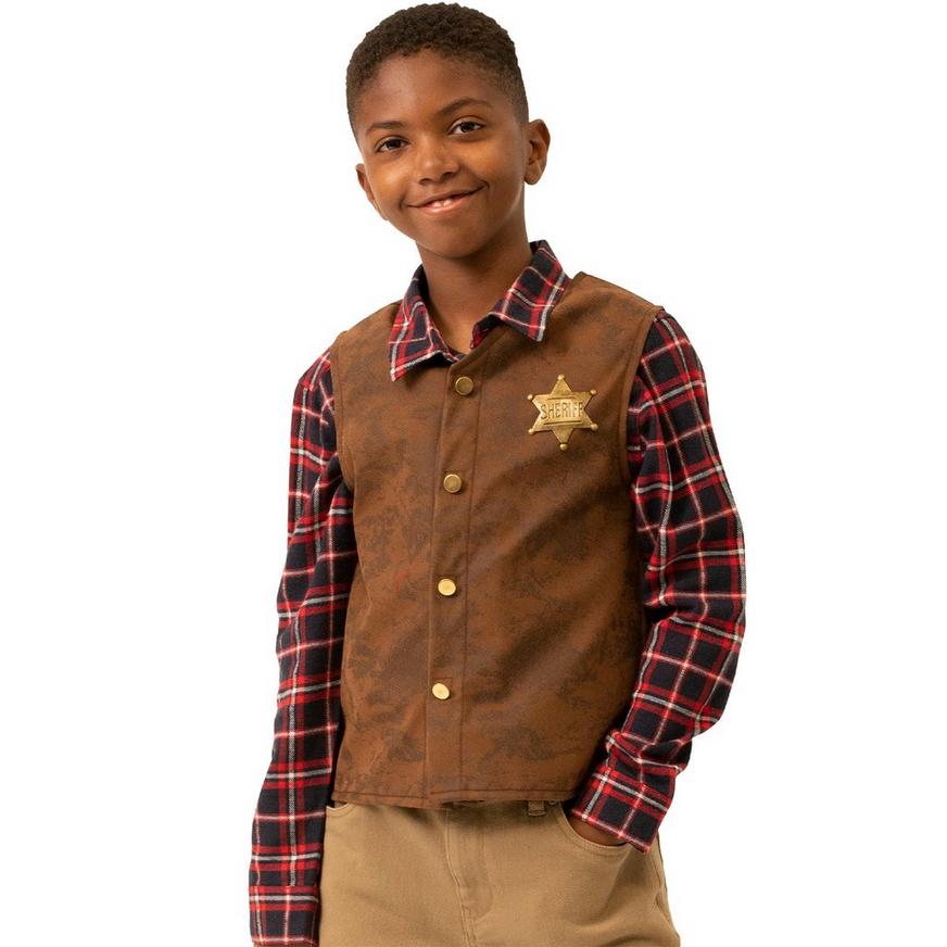Brown Sheriff Cowboy Vest - Child L/XL