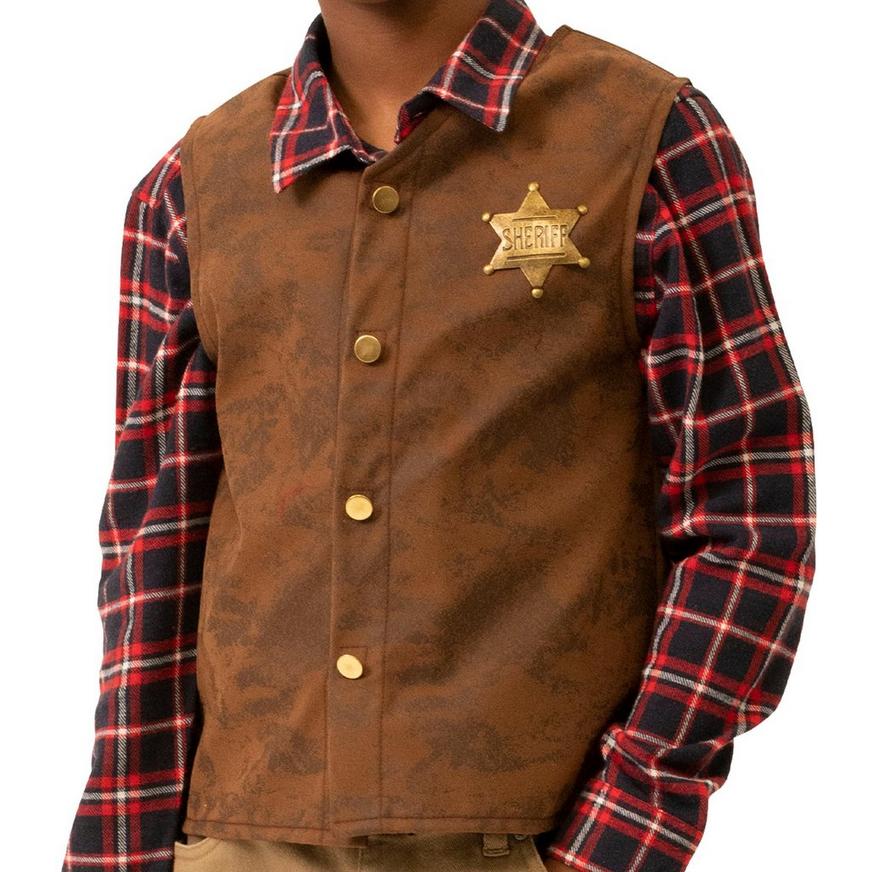 Brown Sheriff Cowboy Vest - Child L/XL
