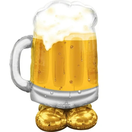 49" Big Beer Mug AirLoonz® Balloon – Self-Standing Party Decor (No Helium Needed)