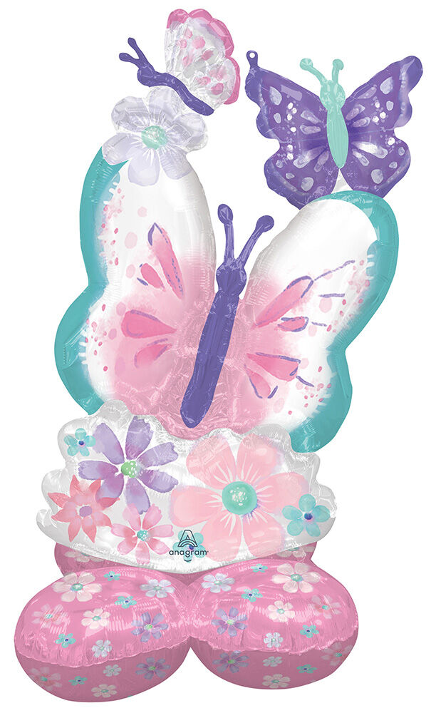 44" Flutters Butterfly AirLoonz® Balloon – Self-Standing Pastel Baby Shower or Birthday Decor (No Helium Needed)