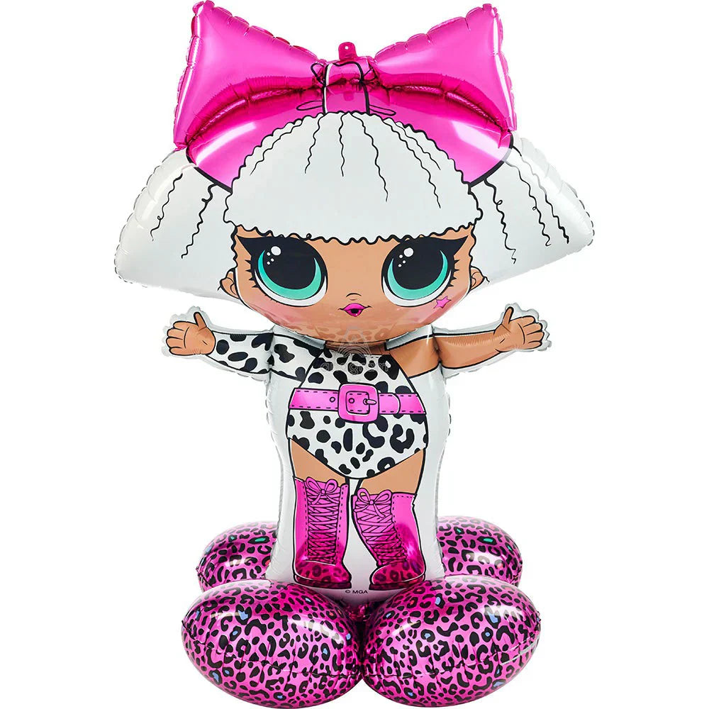 47" LOL Glam Diva AirLoonz® Balloon – Self-Standing LOL Surprise Birthday Decor (No Helium Needed)