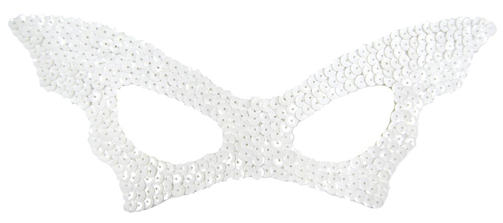 Bat Sequin Mask - White