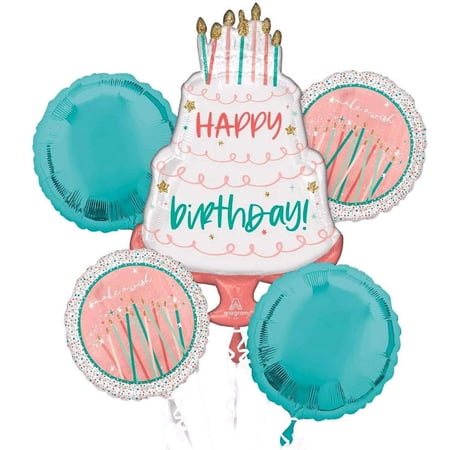 Happy Cake Day Balloon Bouquet - 5 Pieces