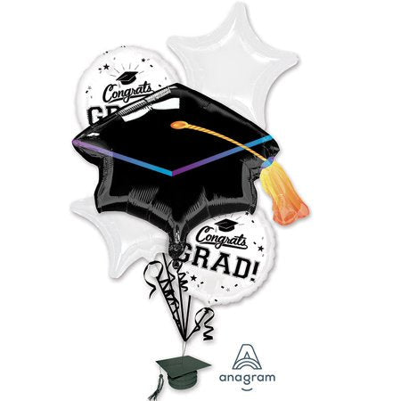 Congrats Grad School Color Pride Graduation Balloon Bouquet - 5 Pieces