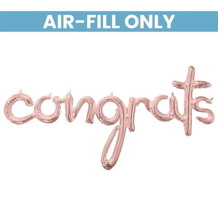 56" Script Phrase "Congrats" Air-Filled Foil Balloon - Rose Gold
