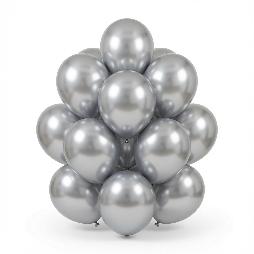 15 Count 12 Inch Silver Pearl Latex Balloons