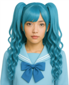 Studio Salon© Azure Blue Roricon Wig with 2 Ponytails
