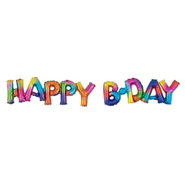 30" Script Phrase "Happy BDay" Air-Filled Foil Balloon - Rainbow Splash