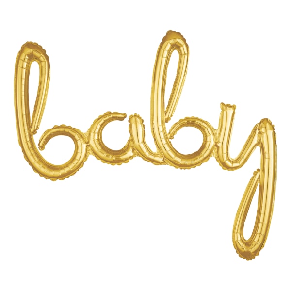 39" Script Phrase "Baby" Air-Filled Foil Balloon - Gold