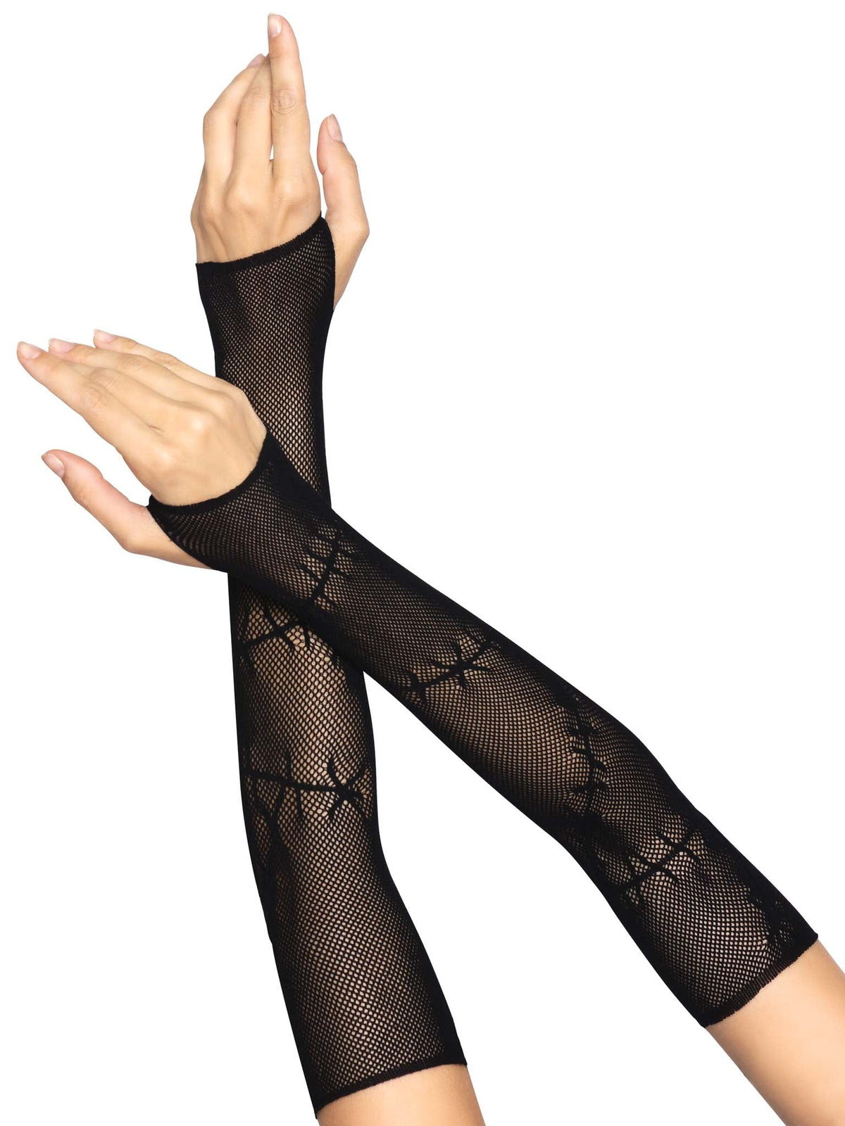Stitched Up Fingerless Gloves Black