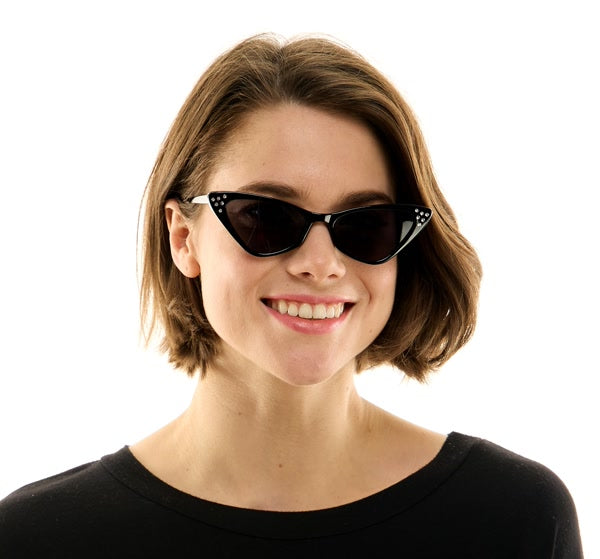 Black Cat Eye Rhinestone Glasses