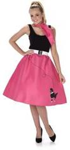 DARK PINK POODLE SKIRT & NECKTIE