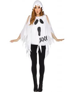 Fun World 90550G Glitter Print Ghost Poncho - Adult