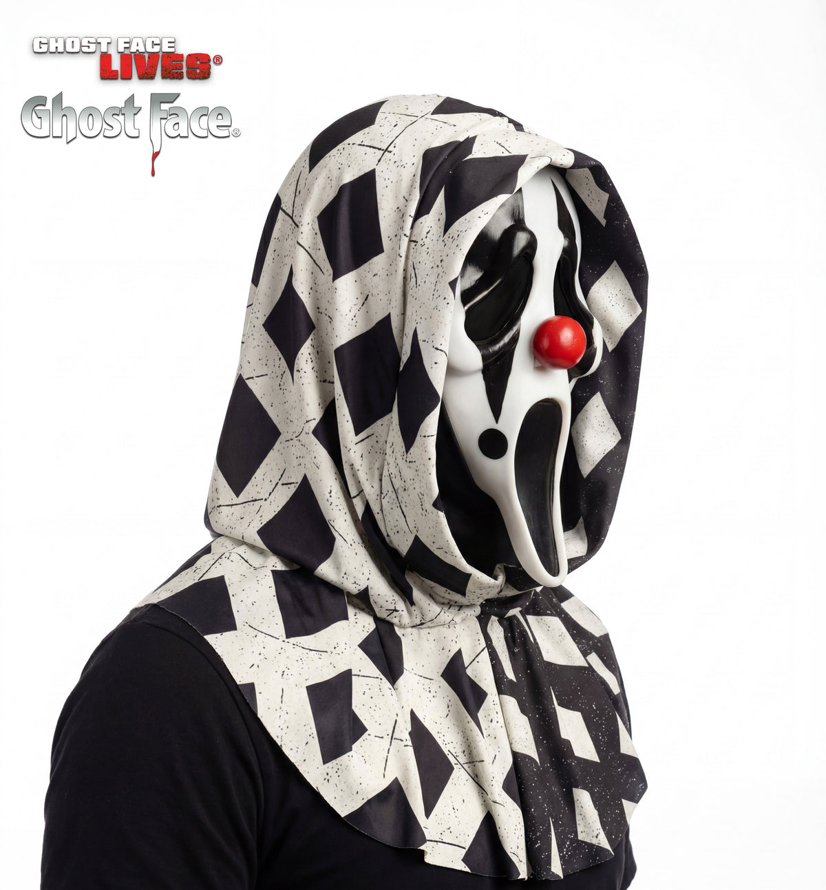 Clown Ghost Face mask, side on white