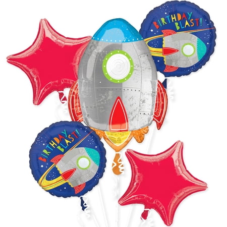 Blast off Birthday Balloon Bouquet - 5 Pieces