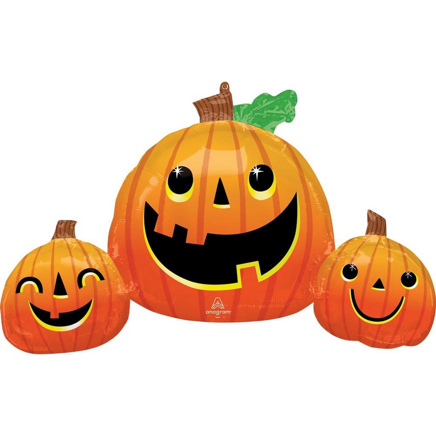 Smiling Jack-o'-Lantern Trio Foil Balloon - 35 x 22 in.