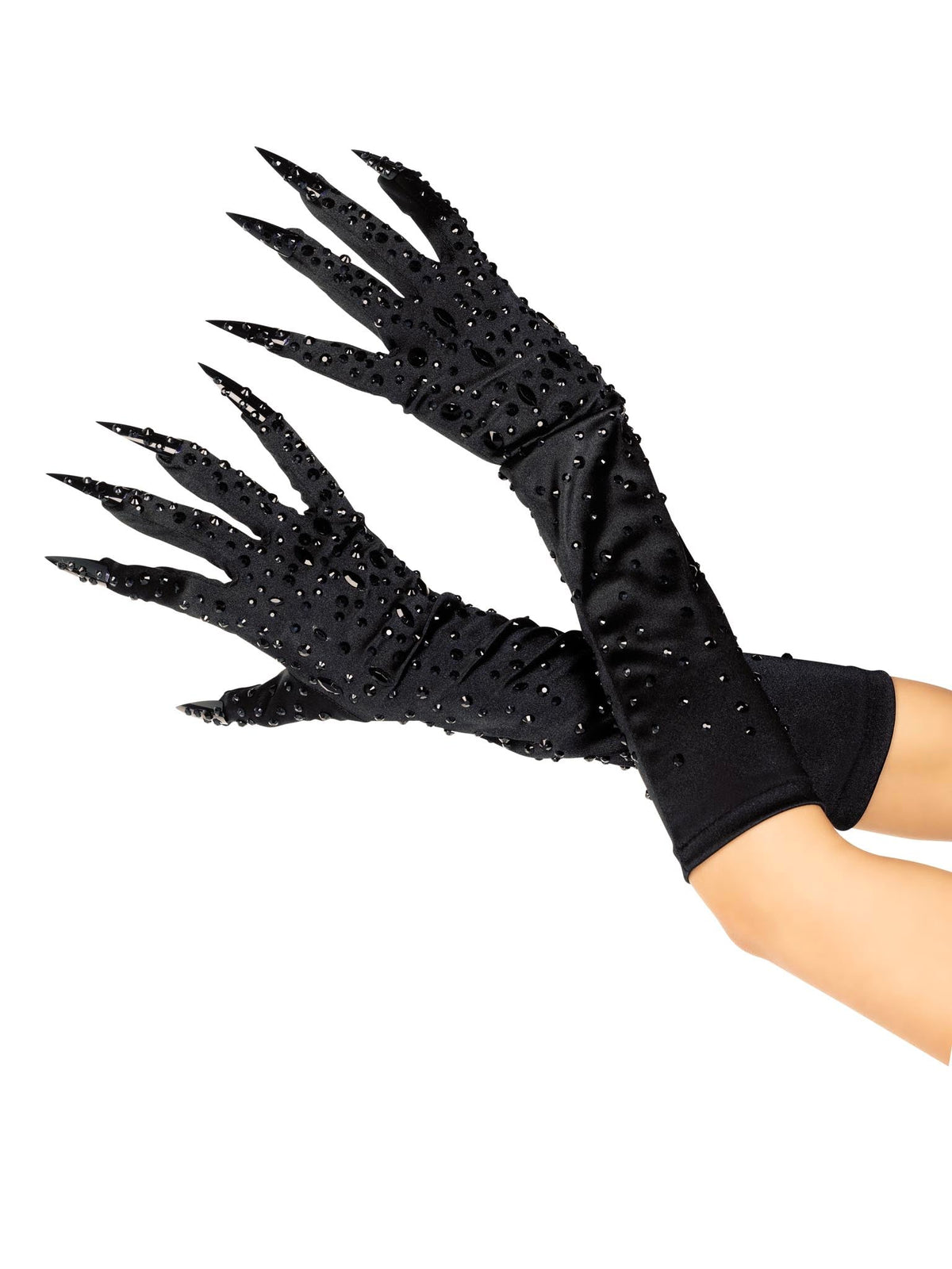 Rhinestone Claw Gloves Black