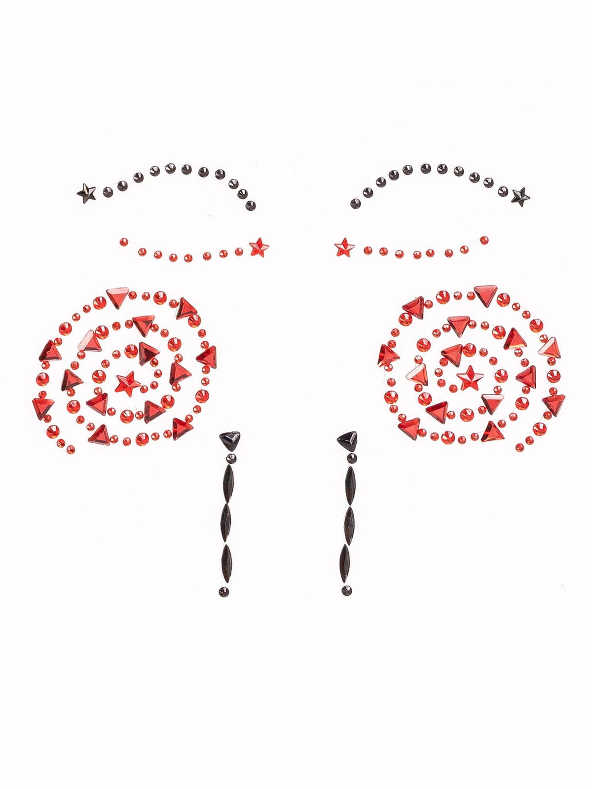 Puppet Face Jewels Sticker Black/Red