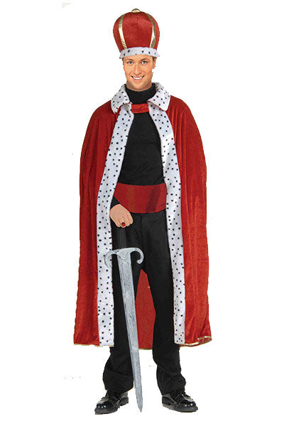 Rubies 61299 King Robe & Crown Set Adult Costume - Red