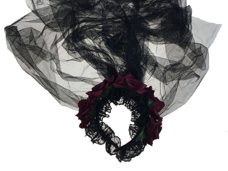 Red Rose Veil Headband