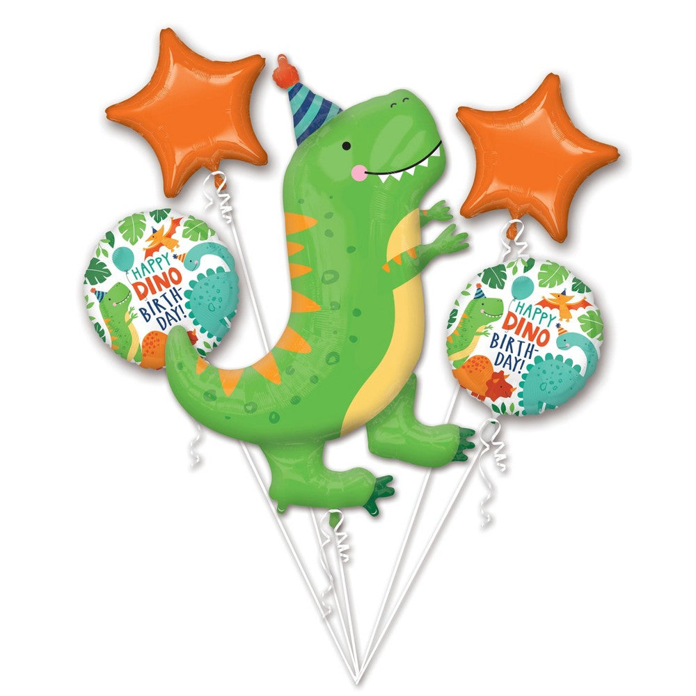 Dinomite Party Balloon Bouquet - 5 Pieces