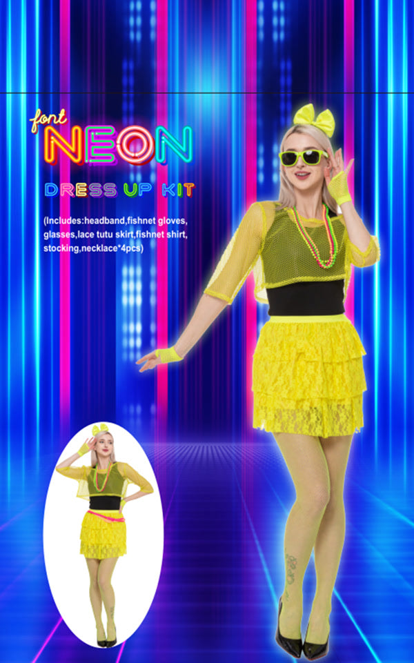 Yellow Neon 80s Dres
