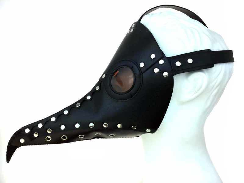 Black Leather Plague Doctor Mask