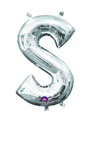 16" Letter "S" Air-Filled Foil Balloon - Silver