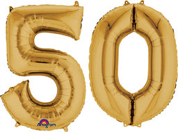 34" Number Bunch "50" Foil Balloon - Gold