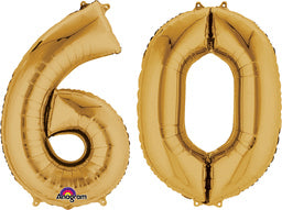 34" Number Bunch "60" Foil Balloon - Gold