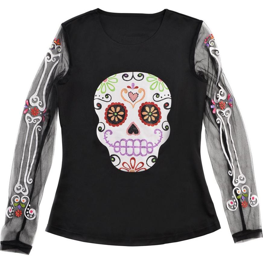 Adult Day of the Dead Long-Sleeve Shirt - Plus