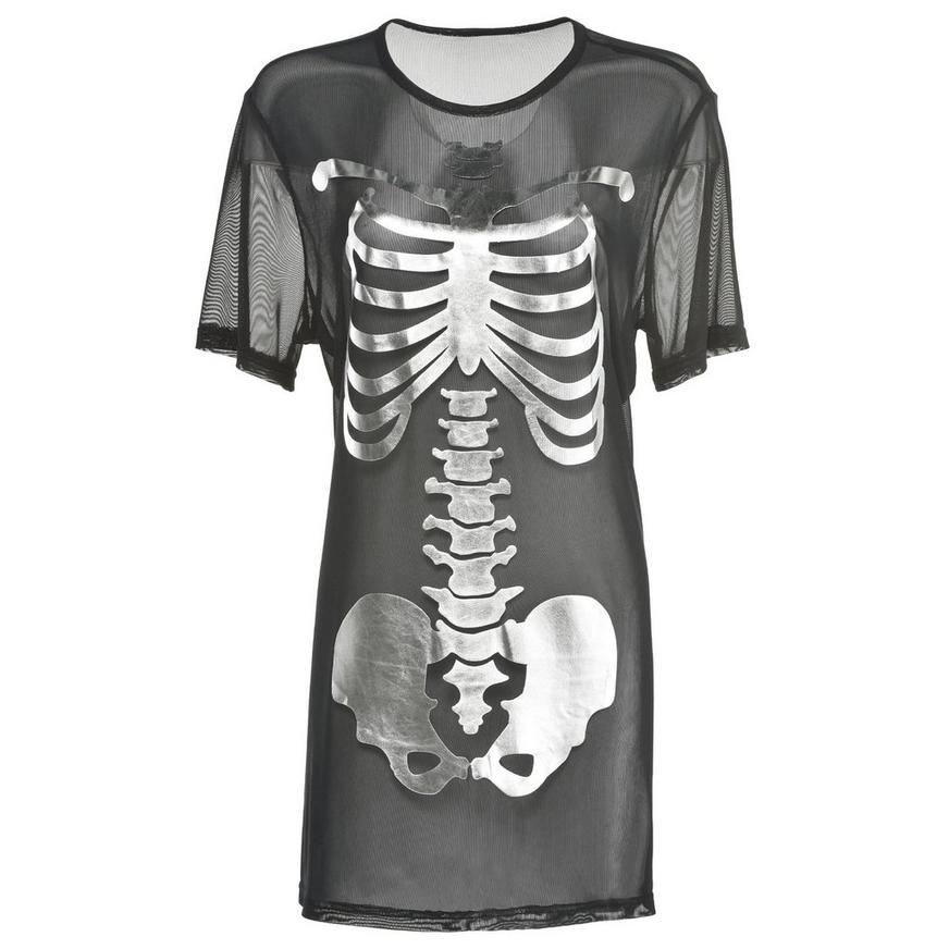 Women's Metallic Skeleton Mesh T-Shirt Dress - Women's Standard Size