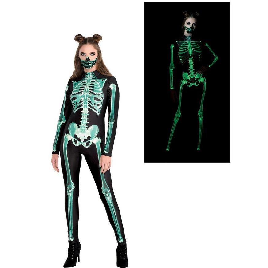 Adult Glow-in-the-Dark Skeleton Catsuit - S/M