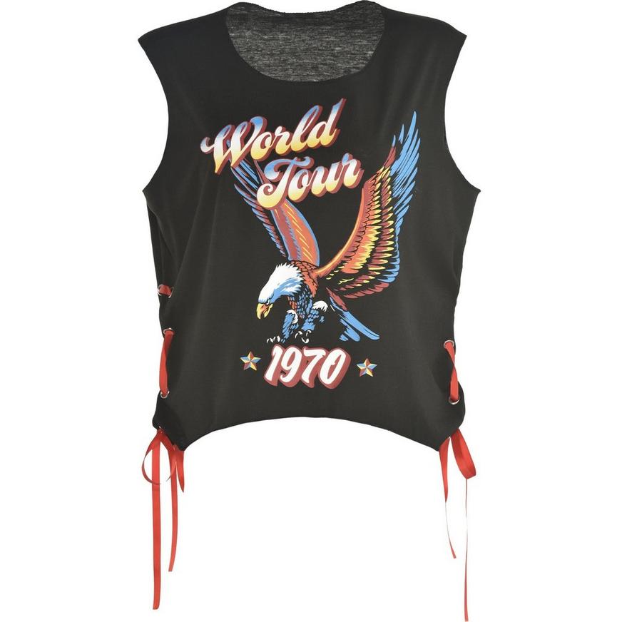Adult 70s Rock World Tour Sleeveless Lace-Up Tee - One Size