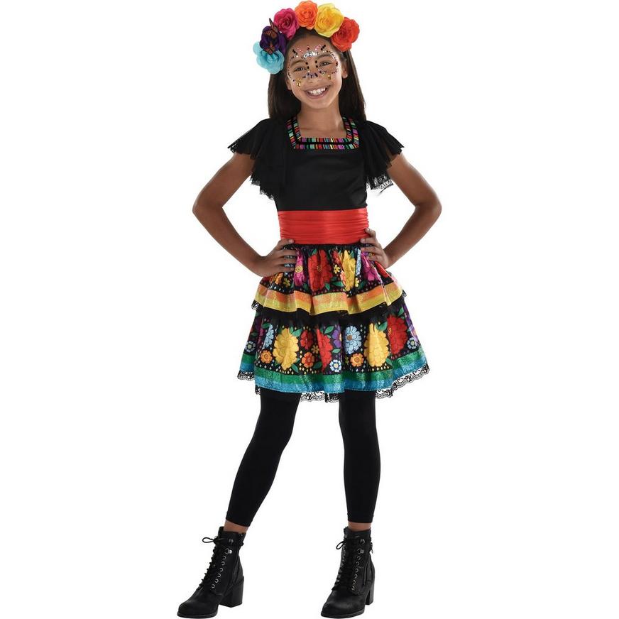 Rainbow Day of the Dead Costume - Child Medium