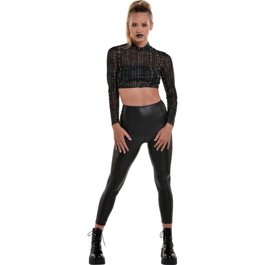 Binary-Print Cropped Mesh Top - Cyberpunk - Women's S/M